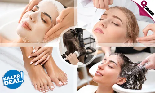 Killer Deal Combo: Mani & Pedi +Hair Spa + HydraFacial mask + Waxing + Classic Blow-Dry & More!